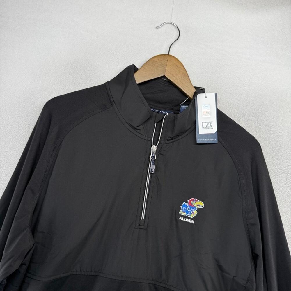 University Of Kansas Quarter Zip Men's Large Black Jayhawks Alumni Hybrid NEW